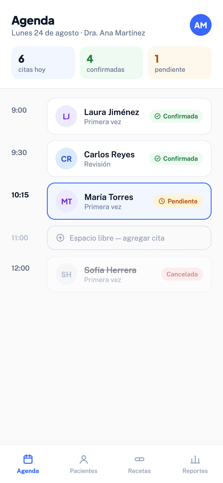 Agenda de Nura Clinic en celular