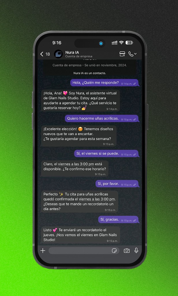 Interfaz del chat de citas