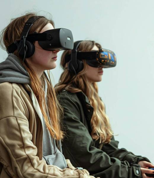 Two Women Experiencing Virtual Reality Two Women Experiencing Virtual Reality